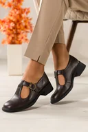 Półbuty damskie - Czekoladowe półbuty skórzane damskie z wycięciami PRODUKT POLSKI Casu 414 - miniaturka - grafika 1