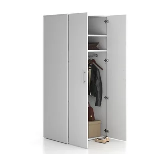 Szafa biurowa ubraniowa wysoka SOLID, drążek ubraniowy, 2 półki, 800 x 600 x 1830 mm, biały - Szafy biurowe - miniaturka - grafika 1