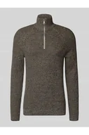 Swetry męskie - Sweter z dzianiny o kroju slim fit z zamkiem błyskawicznym model Darik - Blend - miniaturka - grafika 1