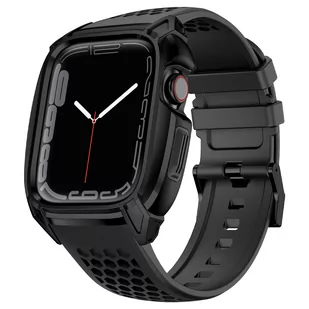 Kingxbar CYF148 2w1 pancerne etui Apple Watch SE, 6, 5, 4 (44 mm) ze stali nierdzewnej z paskiem czarne - Akcesoria do smartwatchy - miniaturka - grafika 1