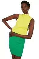 Spódnice - Trendyol Damska mini spódnica ołówkowa Bodycon dzianinowa spódnica, ZIELONY, S - miniaturka - grafika 1