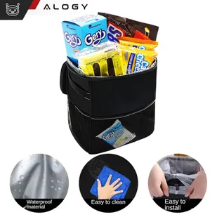 Samochodowy kosz na śmieci Organizer mini śmietnik na zagłówek fotel auta do samochodu czarny 8l torba termiczna Alogy - Pozostałe akcesoria do telefonów - miniaturka - grafika 17