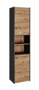 Wysoka szafka łazienkowa z półkami - antracyt + dąb artisan D1-F85 - Szafki łazienkowe - miniaturka - grafika 1