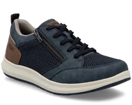 Półbuty męskie - Półbuty męskie tęgość H Rieker 16901-14 sportowe na suwak granatowe-46 - miniaturka - grafika 1