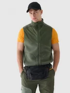 Koszulki sportowe męskie - Męski bezrękawnik polarowy sherpa 4F 4FRAW24TVESM172 - oliwkowy/khaki - miniaturka - grafika 1