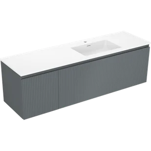 Mexen Rivel szafka łazienkowa 160 cm z umywalką Otis prawą, 1S, 1D, ryflowana, grafit/biała mat - 91A23-16047-3-BBFF66-W18P01 - Szafki łazienkowe - miniaturka - grafika 1