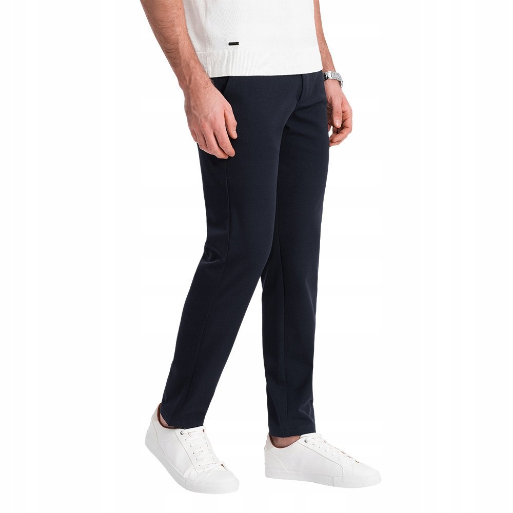 Spodnie męskie eleganckie chino klasyczny krój granatowe V3 OM-PACP-0191 L