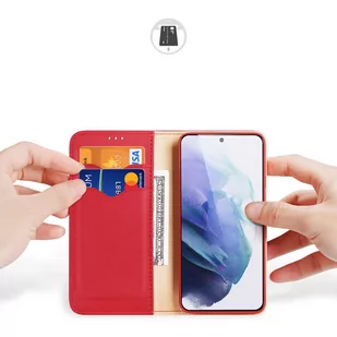 Dux Ducis Hivo skórzane etui z klapką pokrowiec ze skóry naturalnej portfel na karty i dokumenty Samsung Galaxy S22+ (S22 Plus) czerwony - Etui i futerały do telefonów - miniaturka - grafika 2