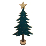 Ozdoby bożonarodzeniowe - Altom, Figurka Drewniana Choinka 22,5x8x45 cm Zielona Ze Złotym Brokatem - miniaturka - grafika 1