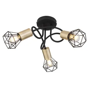 Globo Xara I 54802S-3DAB plafon lampa sufitowa 3x40W E14 czarny/mosiądz - Lampy sufitowe - miniaturka - grafika 1