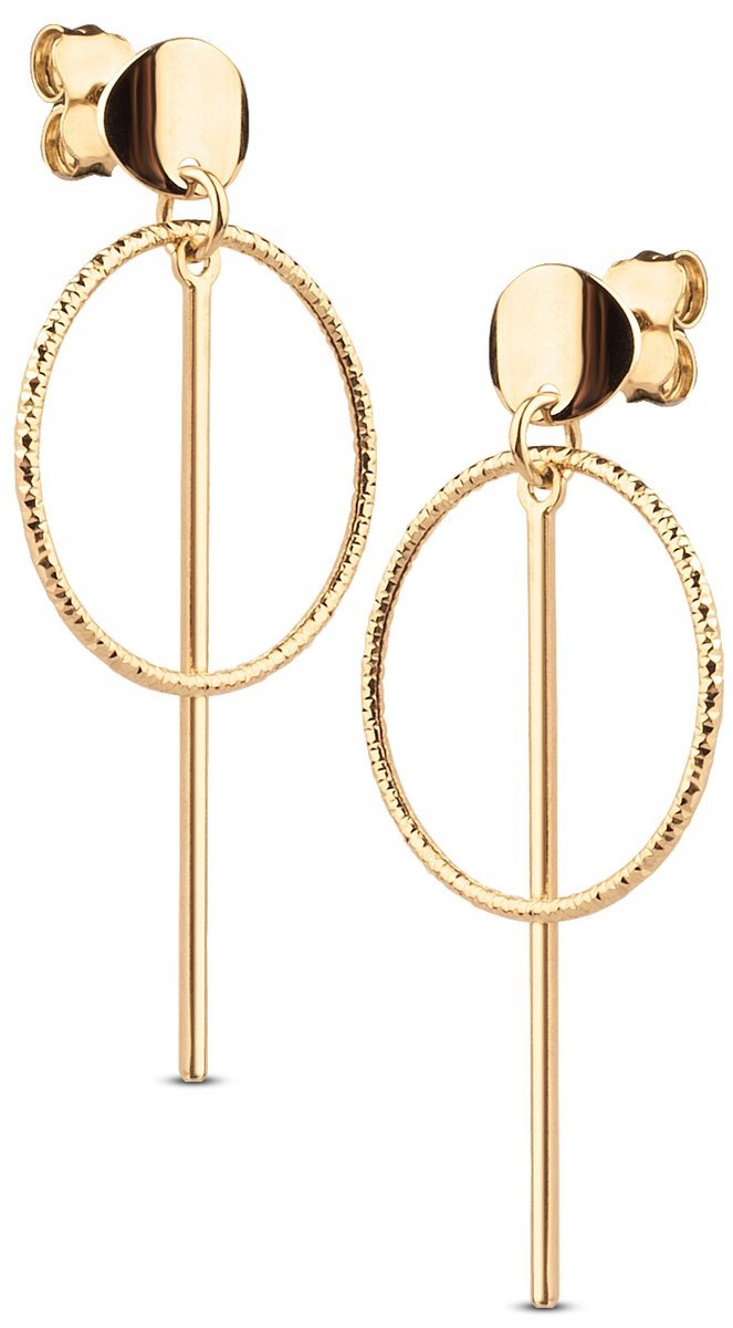 PIĘKNE ZŁOTE KOLCZYKI WISZĄCE DIAMENTOWANE MAGICO 8KT 333