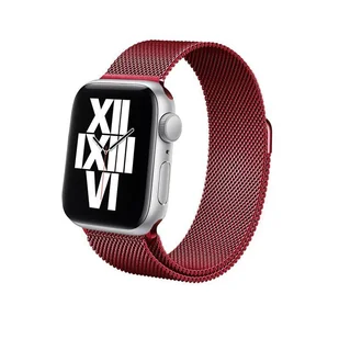 Crong Milano Steel – Pasek ze stali nierdzewnej do Apple Watch 42/44/45 mm (czerwony) - Akcesoria do smartwatchy - miniaturka - grafika 1