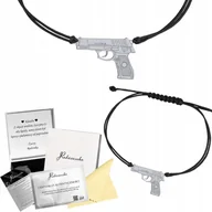 Bransoletki - Bransoletka Srebrna Pistolet Sznurek 925 Prezent Kobieta GRAWER GRATIS - miniaturka - grafika 1