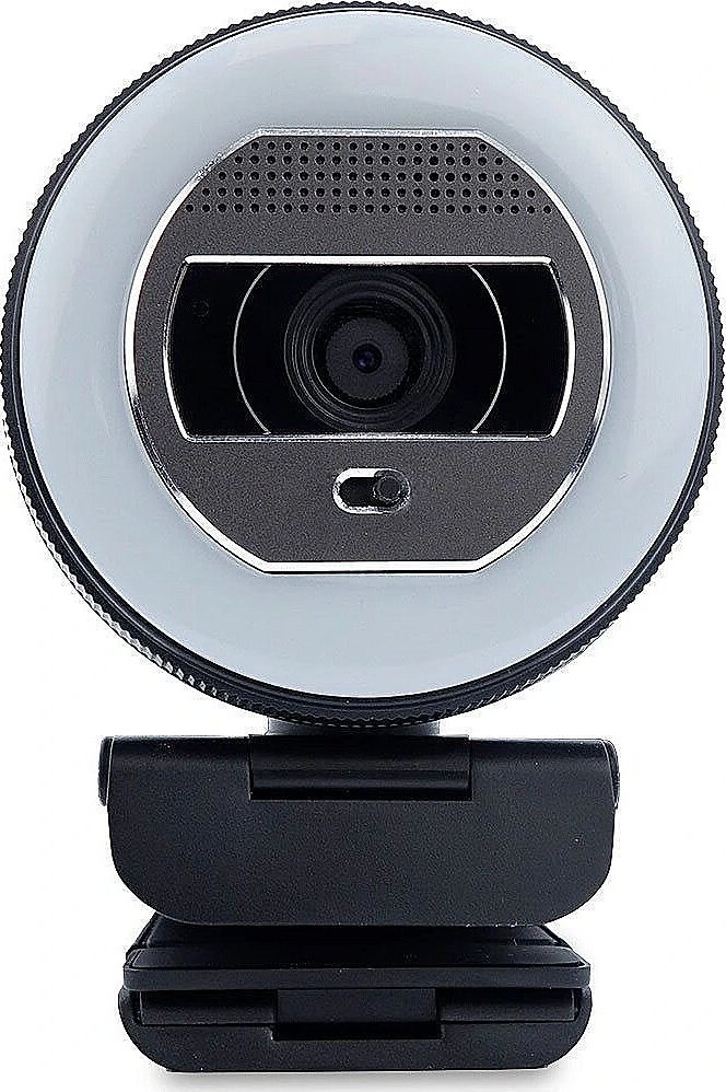Kamera internetowa Terra TERRA Webcam Halo mit LED-Lichtkranz C1868pro und Privatschieber Full-HD, Auto Focus, Stereo Mic, Privacy Slider