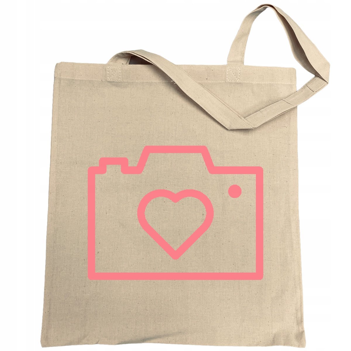 Torba na zakupy nadruk Różowy Aparat Serce
