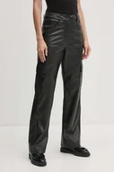 Spodnie damskie - Sisley spodnie damskie kolor czarny proste high waist 45FSLF05N - miniaturka - grafika 1