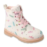 Buty dla dziewczynek - Befado trzewiki botki dziecięce 169X034 białe w kolorowe cukierki - miniaturka - grafika 1