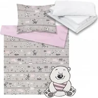 Pościel dla dzieci - Pościel 135x100 do łóżeczka 140x70 poszewki z wypełnieniem - Miś i zebra róż - miniaturka - grafika 1