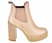 Botki damskie - Botki carinii b8758-r77 beżowe skóra słupek platforma r.38 - miniaturka - grafika 1