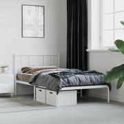 Łóżka - Metalowa rama łóżka z wezgłowiem, biała, 90x190 cm Lumarko! - miniaturka - grafika 1