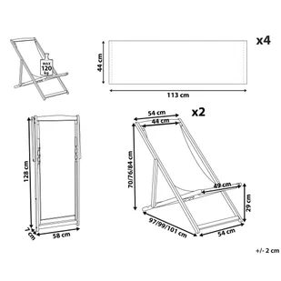 Zestaw 2 Leżaków Ogrodowych Ciemne Drewno Akacjowe Niebiesko-biały Anzio - Leżaki ogrodowe Zestaw 2 Leżaków Ogrodowych Ciemne Drewno Akacjowe Niebiesko-biały Anzio - Leżaki ogrodowe - miniaturka - grafika 11
