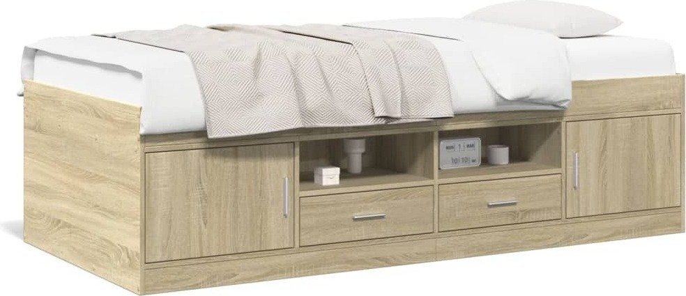 Łóżko dzienne z szufladami dąb sonoma 100x200 cm materiał drewnopochodny
