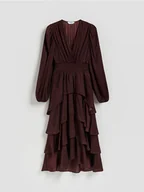 Sukienki - Reserved - Sukienka maxi w groszki - bordowy - miniaturka - grafika 1