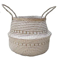 Pozostałe akcesoria do uprawy roślin - Kosz Boho beżowo-biały Ø45 cm - miniaturka - grafika 1