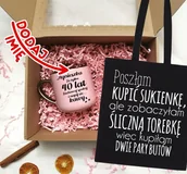 Gadżety dla niej i dla niego - Zestaw prezentowy na 40 urodziny - kubek na 40 z imieniem oraz torba - miniaturka - grafika 1