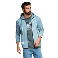 Bluzy męskie - Męska bluza dresowa BASIC rozpinana z kapturem niebieska V7 OM-SSBZ-0178 M - miniaturka - grafika 1