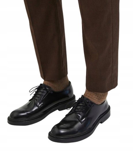 SELECTED HOMME CZARNE PÓŁBUTY MĘSKIE SKÓRZANE GŁADKIE 45 N1A