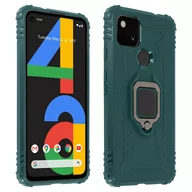 Etui i futerały do telefonów - Hybrydowe, odporne na wstrząsy etui Google Pixel 4A z metalową podstawką w kształcie pierścienia, zielone - miniaturka - grafika 1