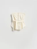 Koszulki i topy damskie - Reserved - Top z paskiem - kremowy - miniaturka - grafika 1