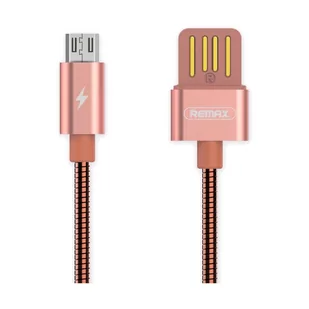 Remax Silver Serpent RC-080m kabel w metalowym oplocie przewód USB / micro USB 2.1A 1M różowy 6954851276241 - Kable USB - miniaturka - grafika 1