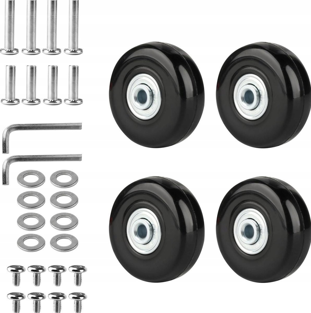 KÓŁKA 4 SZTUK 40X17MM GUMOWE ZAMIENNE ZAPASOWE DO WALIZKI BAGAŻU