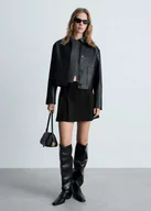 Spódnice - MANGO - Minispódniczka z zakładkami czarny - XXL - Kobieta - miniaturka - grafika 1