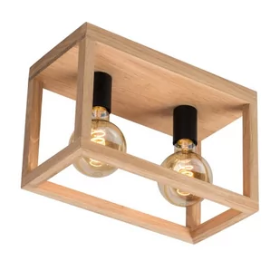 Spotlight Sufitowa LAMPA plafon KAGO 9154274 ekologiczna OPRAWA drewniana klatka prostokątna dąb olejowany czarna - Lampy sufitowe - miniaturka - grafika 1