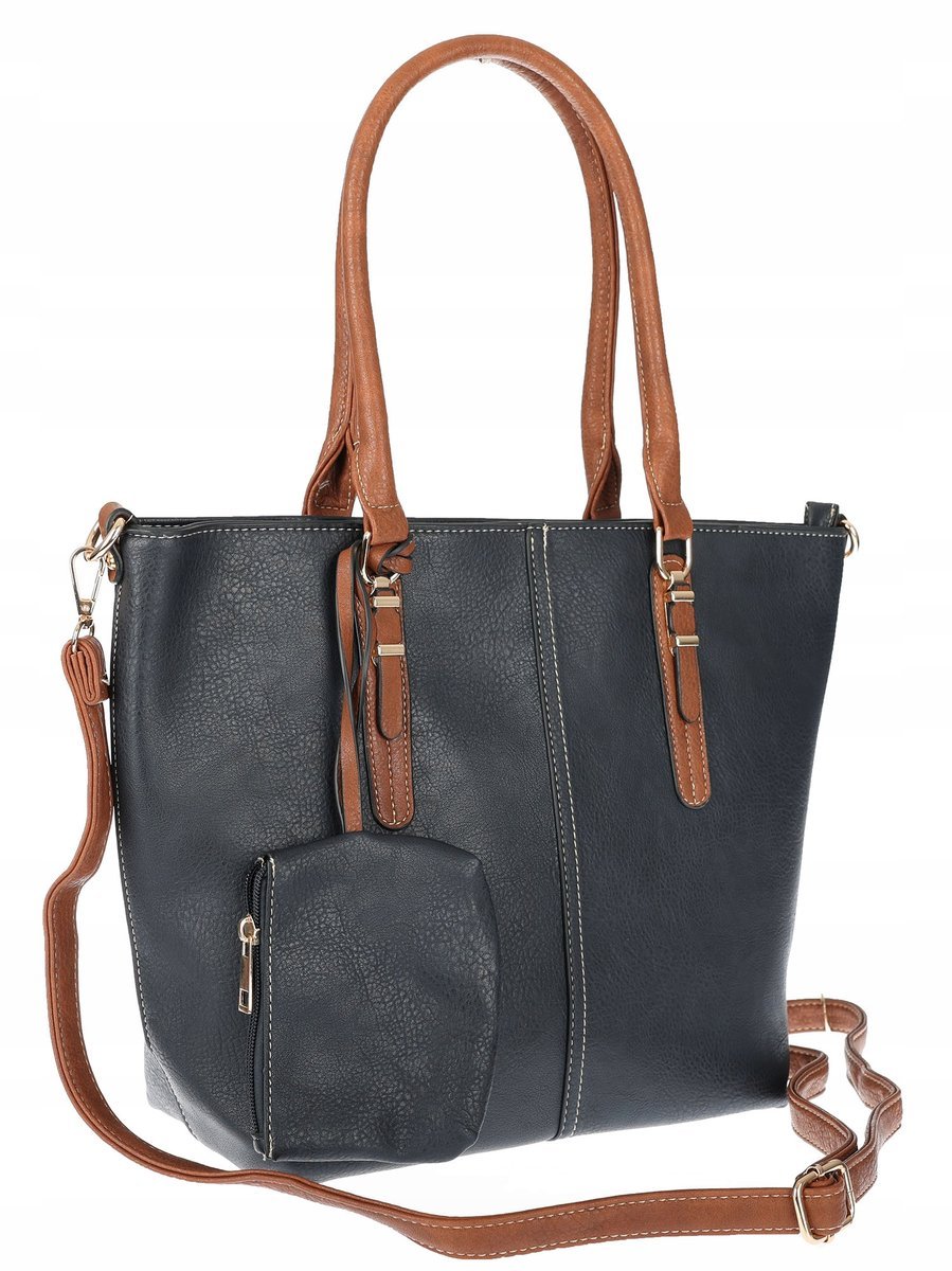 Torebka Damska Shopper Pojemna A4 modna duża torba teczka 0702 Granatowa