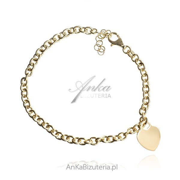 ankabizuteria.pl Bransoletka srebrna pozłacana z serduszkiem -GRAWER