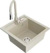 Zlewozmywaki z baterią - Mexen Vito zlewozmywak granitowy 1-komorowy z baterią kuchenną Savita, beżowy - 6503-69-672601-69 - miniaturka - grafika 1
