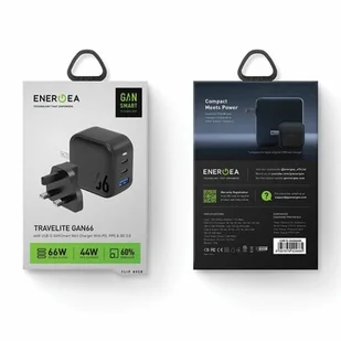 ENERGEA ład. siec. 1xUSB+2xUSB-C PD-PPS-QC 3.0 66W 2C1A czarny/black US+EU Travelite GAN66 - Ładowarki do telefonów - miniaturka - grafika 5