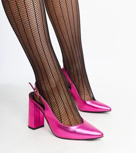 Różowe czółenka z odkrytą piętą Wechsler-36 - Półbuty damskie - miniaturka - grafika 1