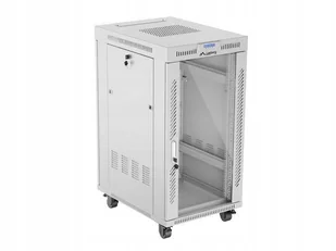Szafa instalacyjna Rack stojąca 19" 22U 600x800 szara drzwi szklane - Pozostałe akcesoria sieciowe - miniaturka - grafika 1