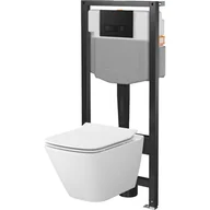 Stelaże i zestawy podtynkowe do WC - Zestaw Podtynkowy Cersanit miska WC z deską Mesto Square przycisk czarny - miniaturka - grafika 1