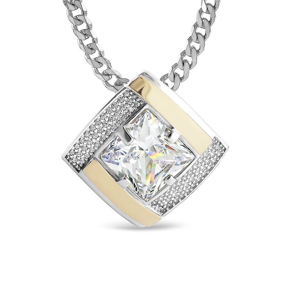 ZAWIESZKA SREBRNA ZE ZŁOTEM I CYRKONIAMI 481