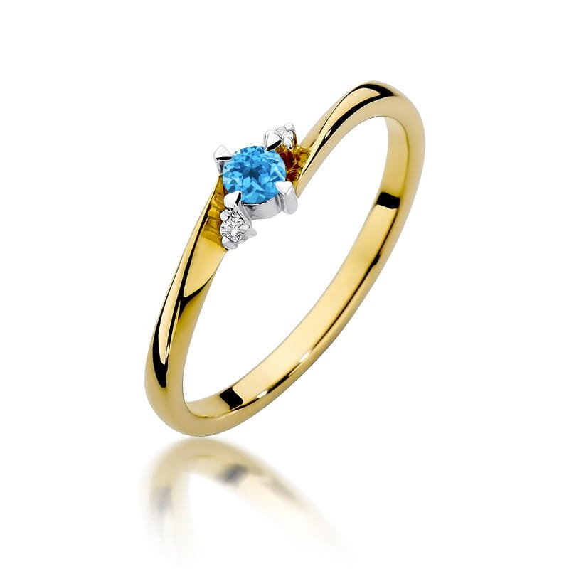 Złoty pierścionek Topaz 0,15ct żółte złoto pr. 585