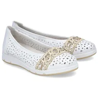 Baleriny - Baleriny damskie ażurowe Rieker L3062-80 WHITE 39 - miniaturka - grafika 1