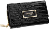 Portfele - Czarny Średni Portfel Damski Monnari Lakierowany Wzór Łuski Dużo Przegródek - miniaturka - grafika 1