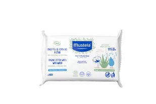 Mustela LABORATOIRES EXPANSCIENCE POLSKA SP. Z O.O. BIO chusteczki z organicznej bawełny z wodą 60 sztuk 7082083 - Kosmetyki kąpielowe dla dzieci - miniaturka - grafika 1