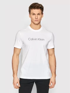 Koszulki męskie - Calvin Klein T-Shirt Raised Striped Logo K10K108842 Biały Regular Fit - grafika 1
